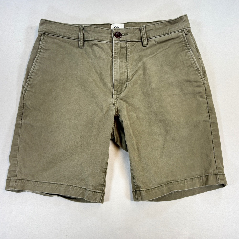 Flint and Tinder Shorts Mens 31 9" Green Cotton Stretch Chino Outdoor Casual